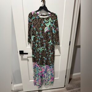 Lilly Pulitzer Seralinia 50+ UPF Maxi Best Kept Secret Chilly Lilly Leopard $238